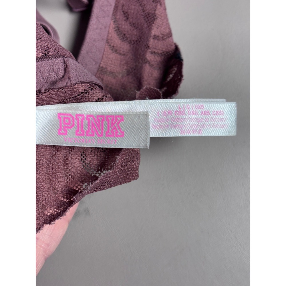 PINK Victoria's Secret Lace Bralette Bra Rose Mauve Plunge V-Neck Pullover Large - Picture 4 of 7
